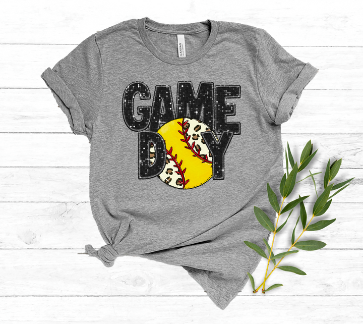 Game Day Leopard Ball Faux Glitter DTF Print