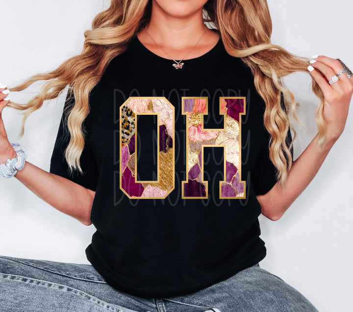 Floral and Gold States DTF Print