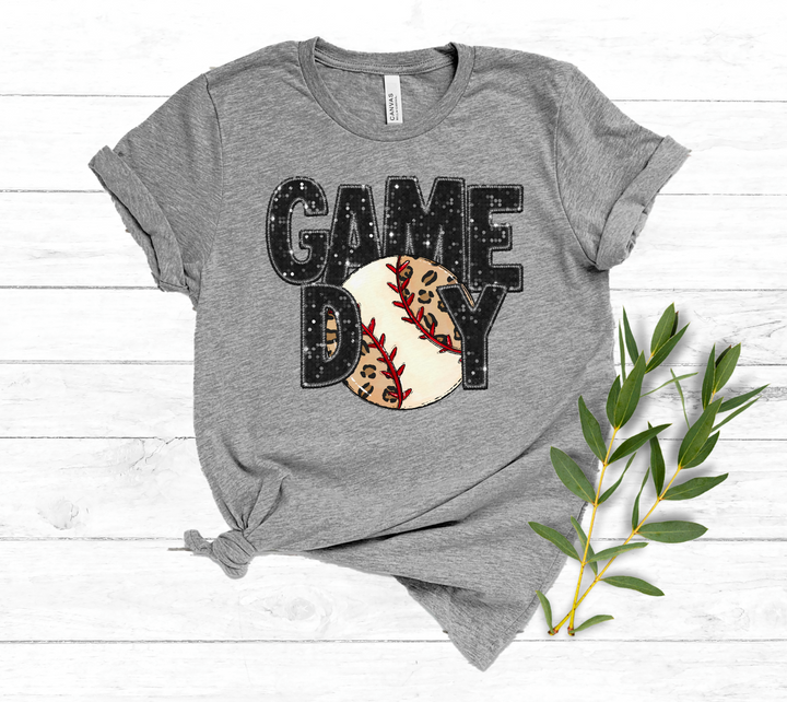 Game Day Leopard Ball Faux Glitter DTF Print