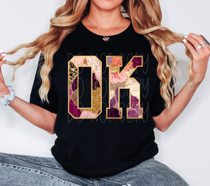 Floral and Gold States DTF Print