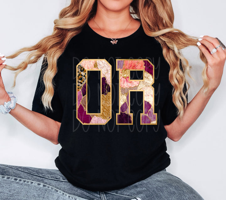 Floral and Gold States DTF Print