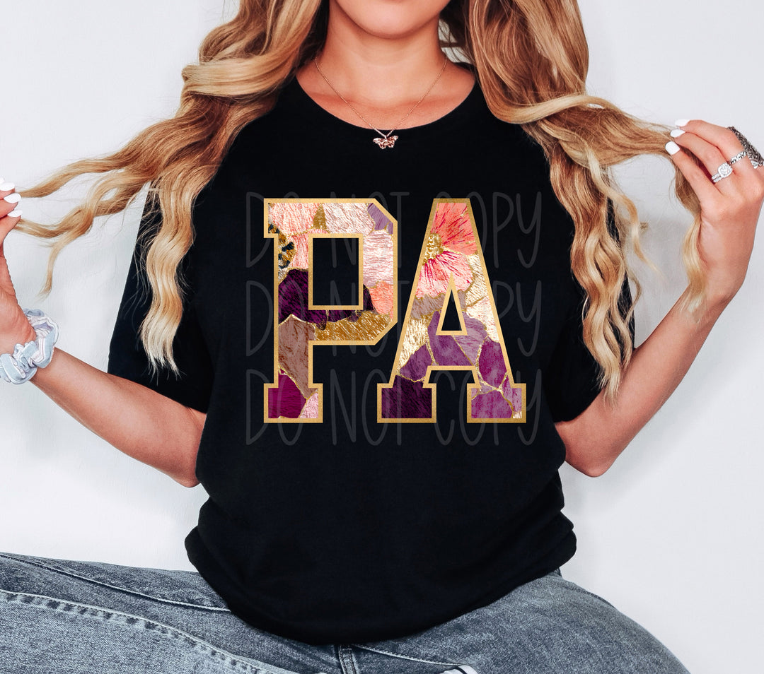 Floral and Gold States DTF Print