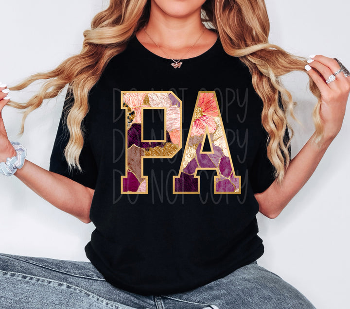 Floral and Gold States DTF Print