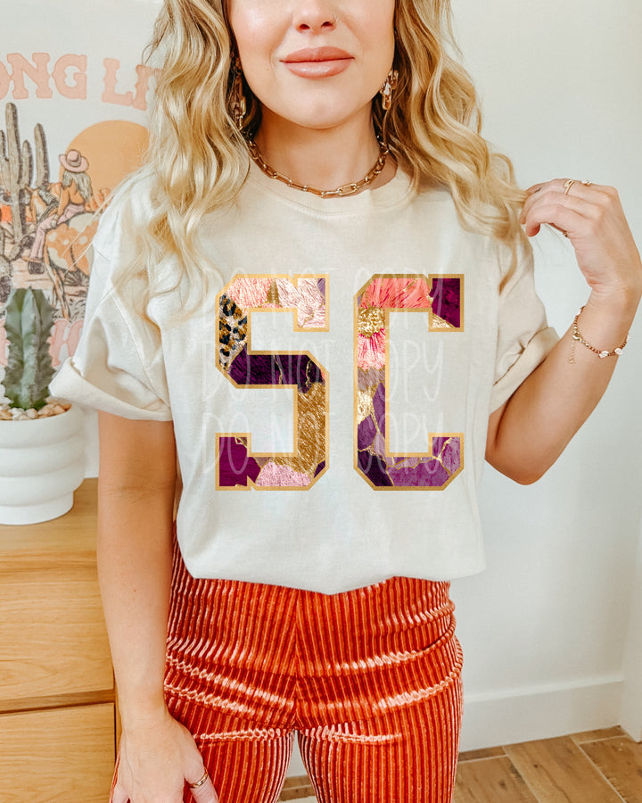 Floral and Gold States DTF Print