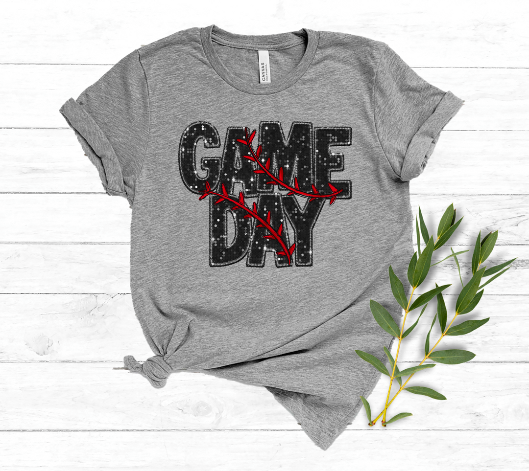 Game Day Laces Faux Glitter DTF Print