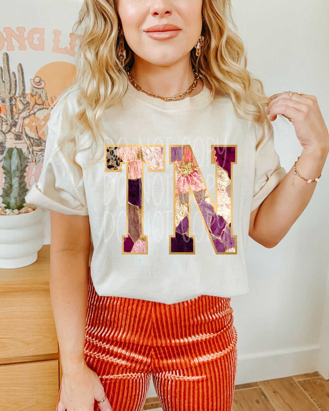 Floral and Gold States DTF Print