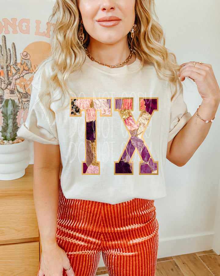 Floral and Gold States DTF Print