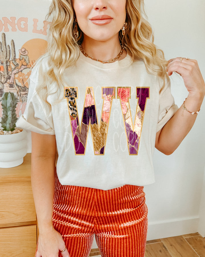 Floral and Gold States DTF Print