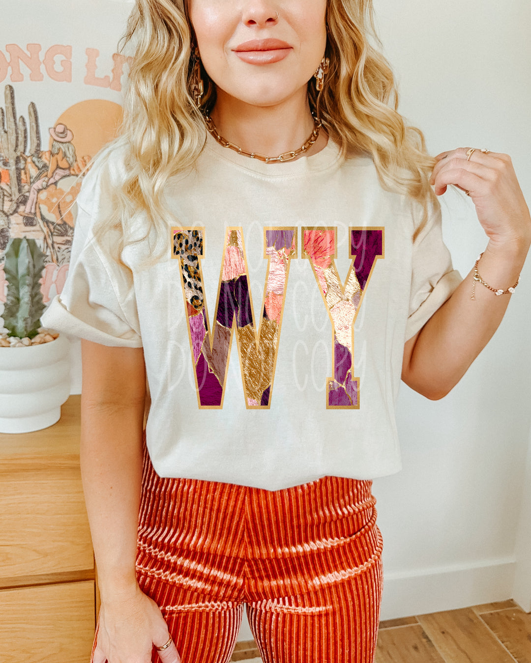 Floral and Gold States DTF Print
