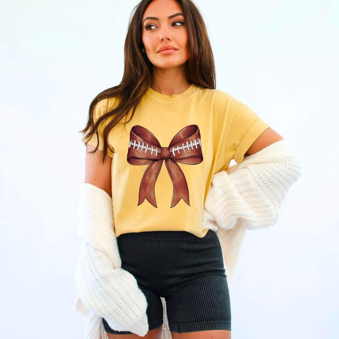 Football Bow COMFORT COLORS Tee