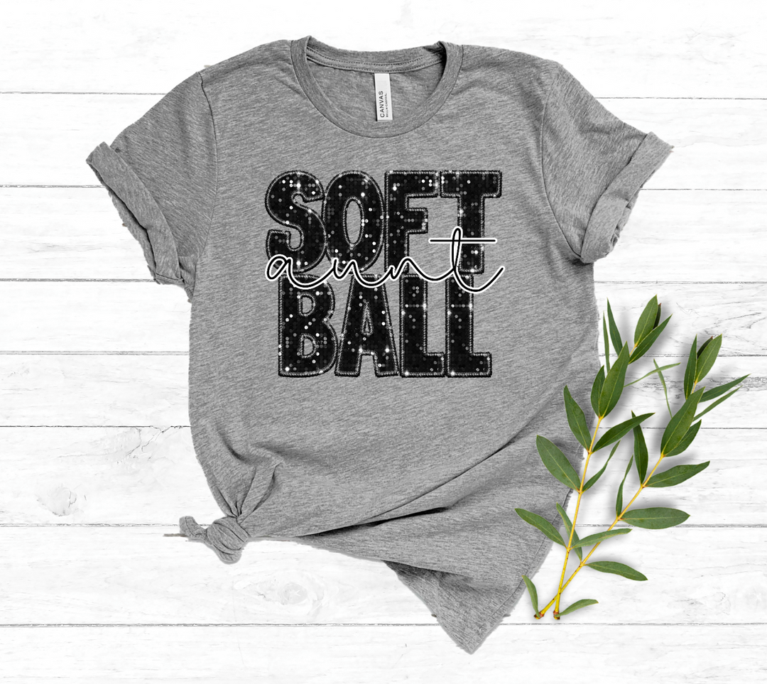 Stacked Softball Faux Glitter Titles DTF Print