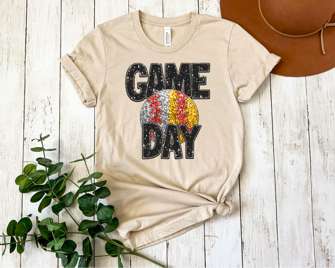 Game Day Ball Faux Glitter DTF Print