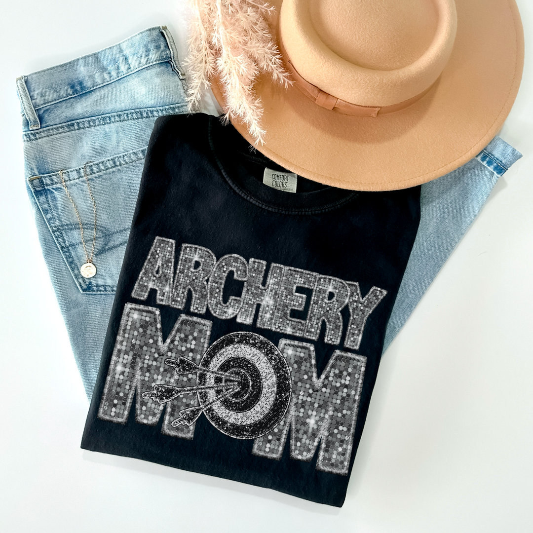 Archery Mom Silver Faux Glitter DTF Print