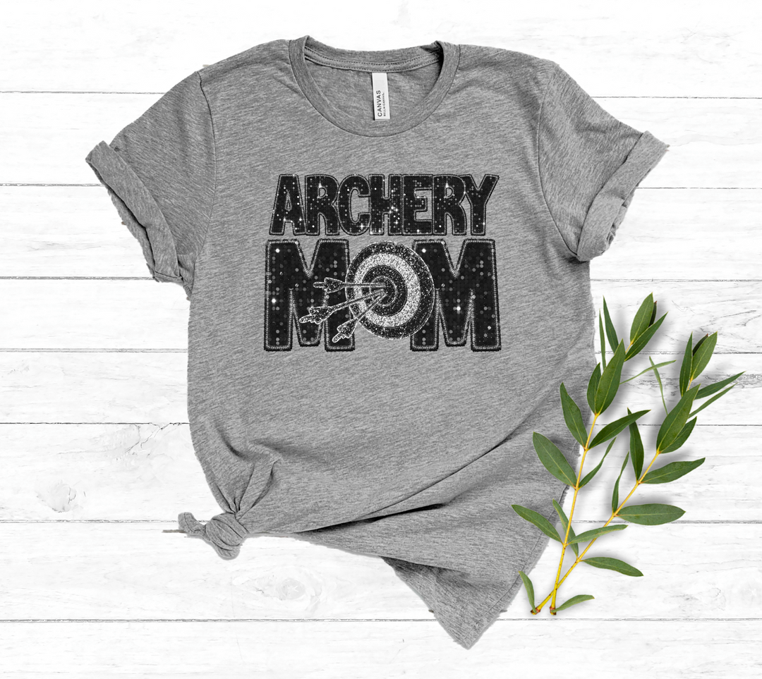 Archery Mom Black Faux Glitter DTF Print