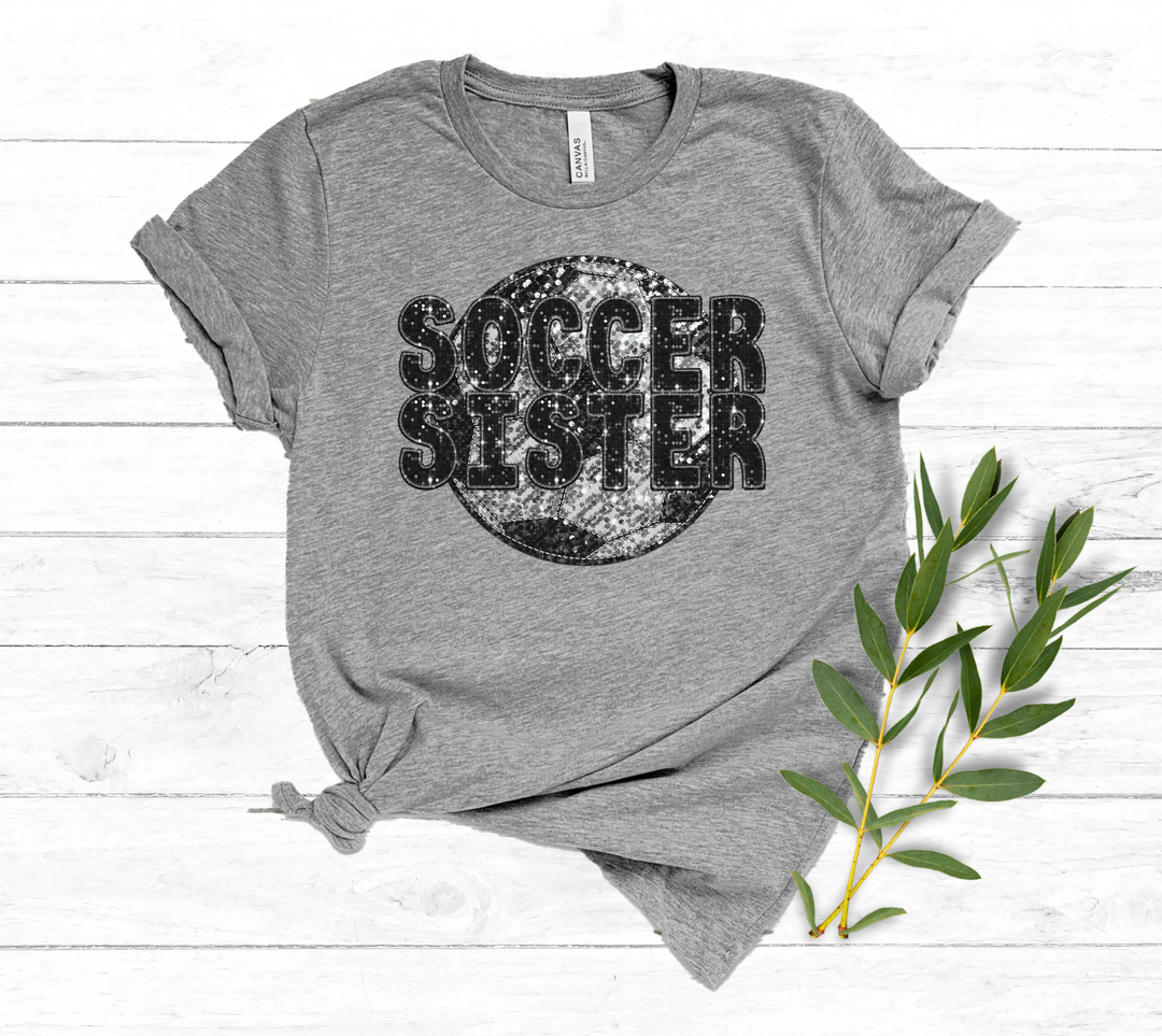 Soccer Sister Stacked Faux Glitter DTF Print