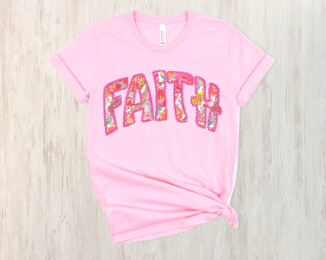 Faith Faux Stitched Word Art DTF Print