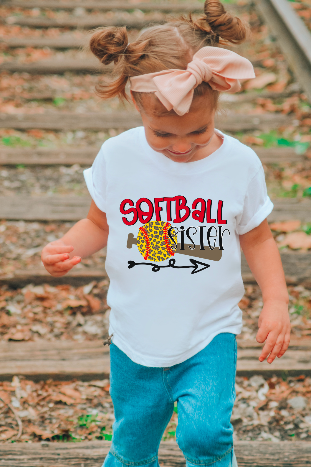 Softball Sister with Bat DTF Print