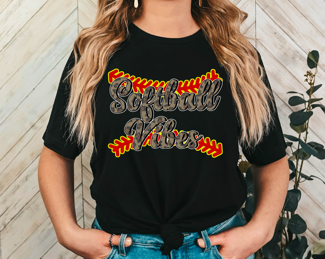 Softball Vibes Leopard DTF Print