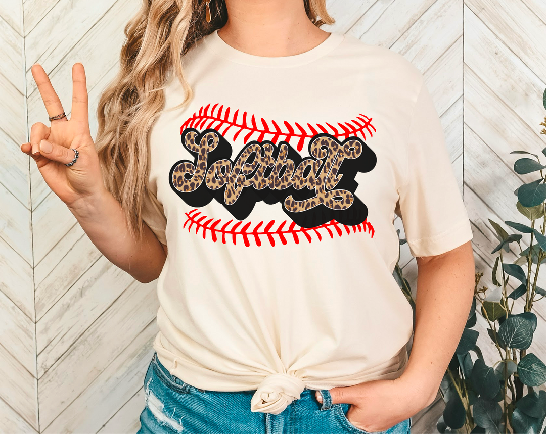 Softball Leopard DTF Print