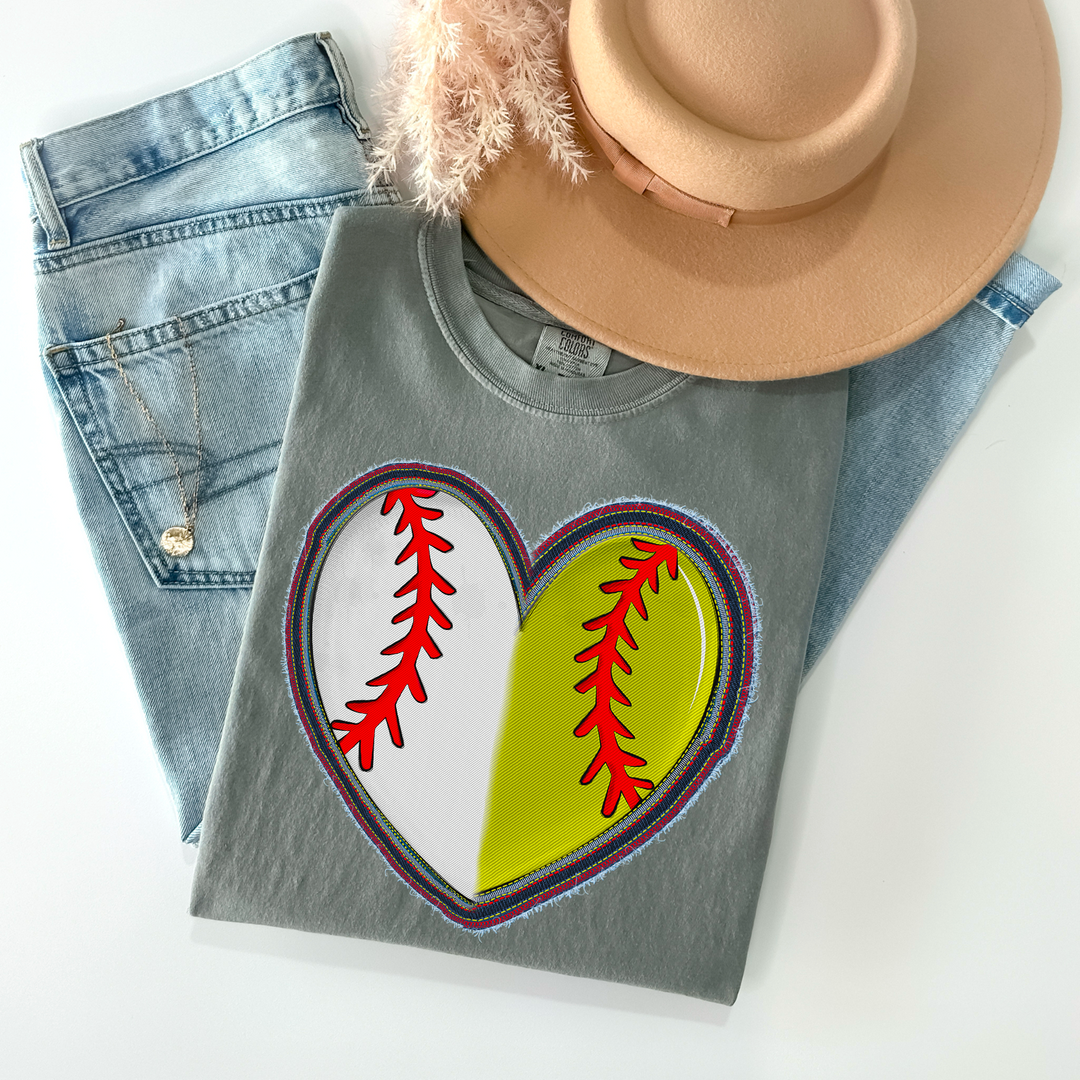 Faux Stitched Split Baseball and Softball DTF Print