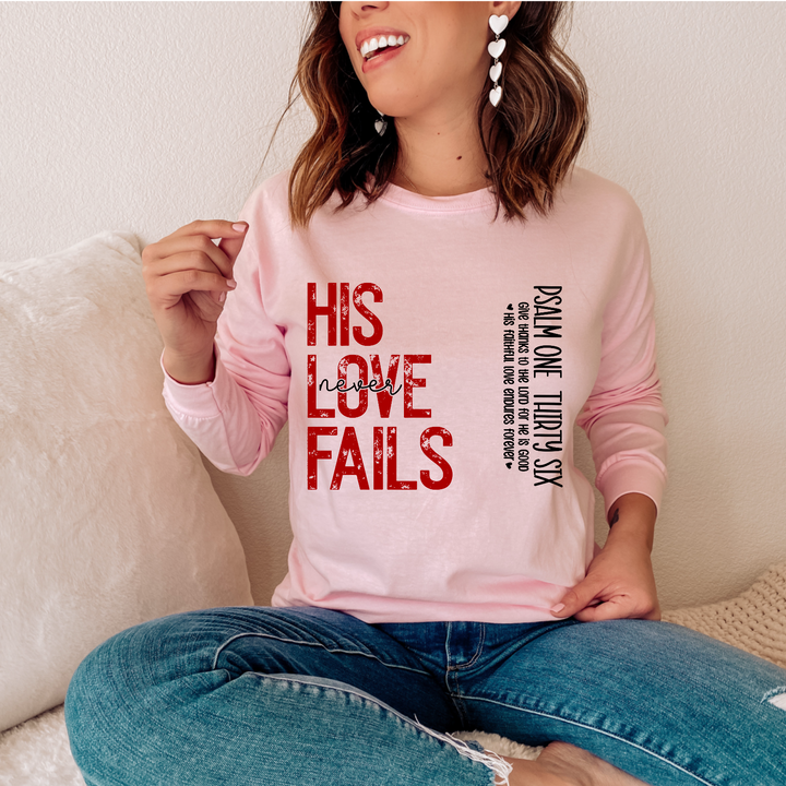 His Love Never Fails DTF Print