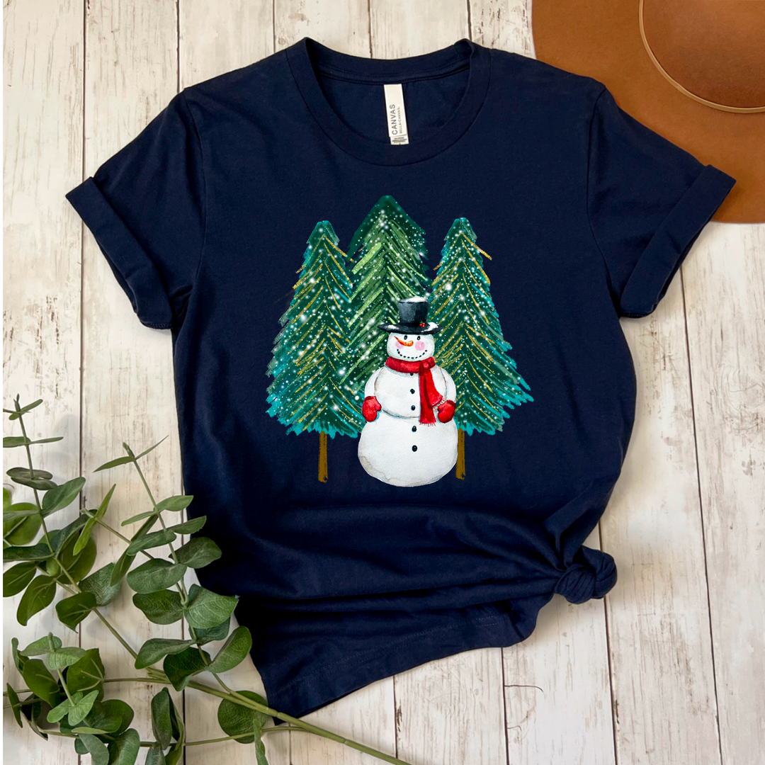 Snowman With Trees DTF Print