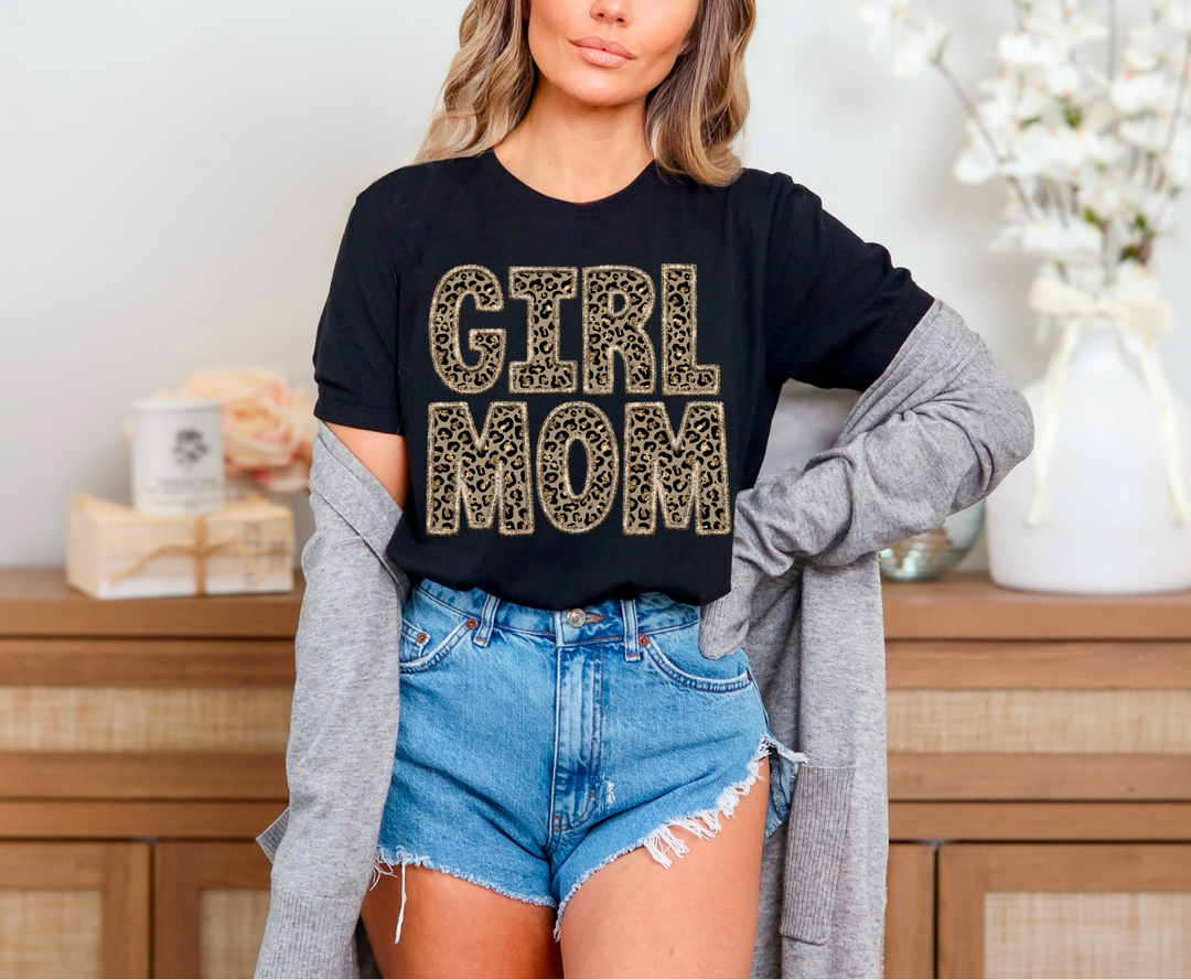 Girl Mom Leopard Faux Embroidery DTF Print