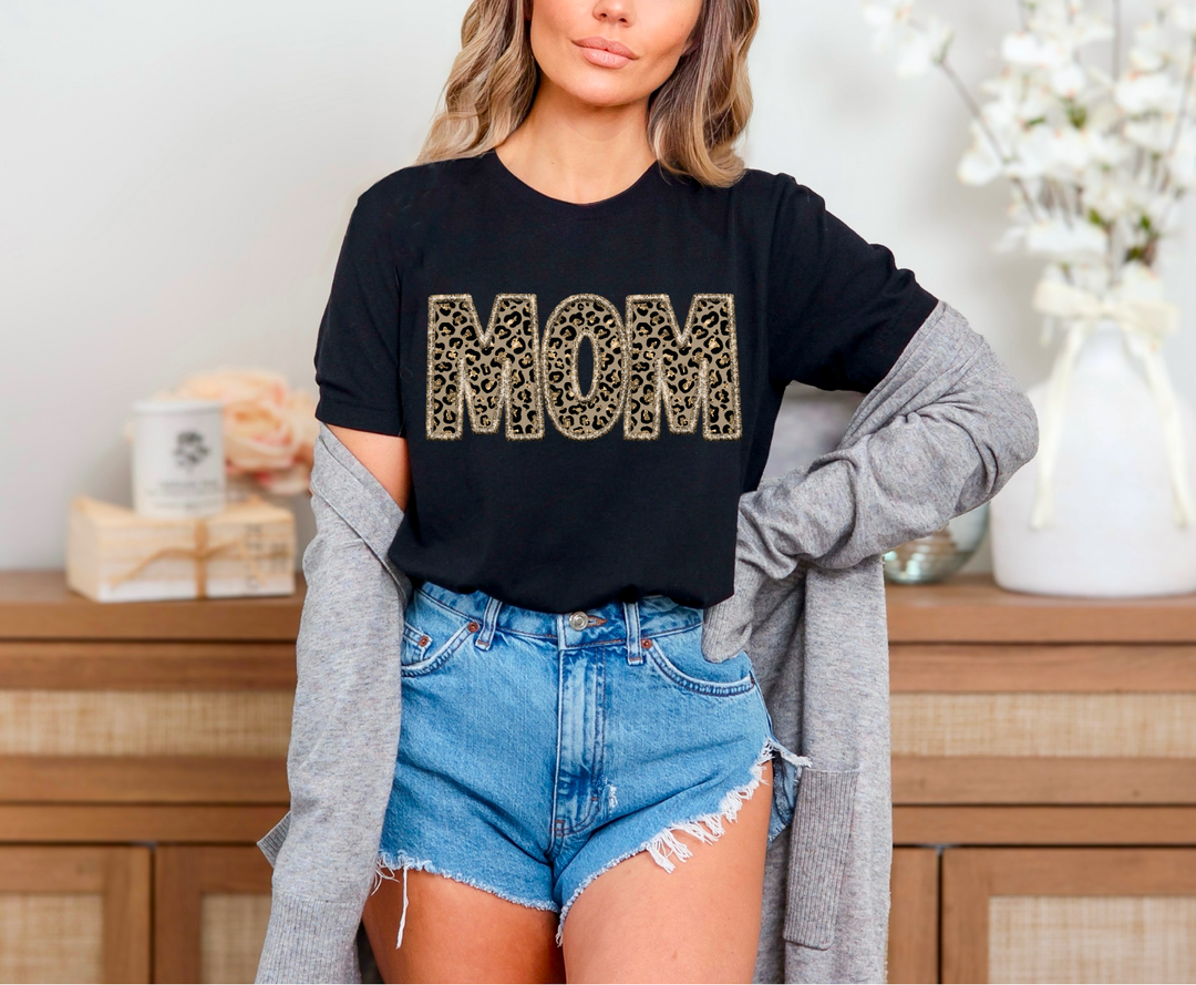 Mom Leopard Faux Embroidery DTF Print