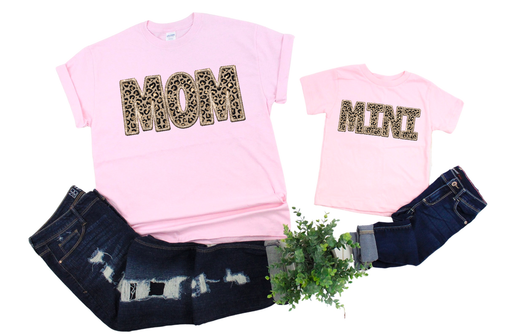 Leopard Faux Embroidery Mom and Mini Set DTF Print