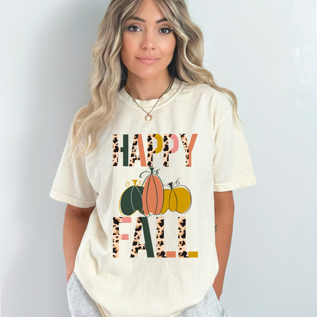 Happy Fall Boho Leopard Letters DTF Print