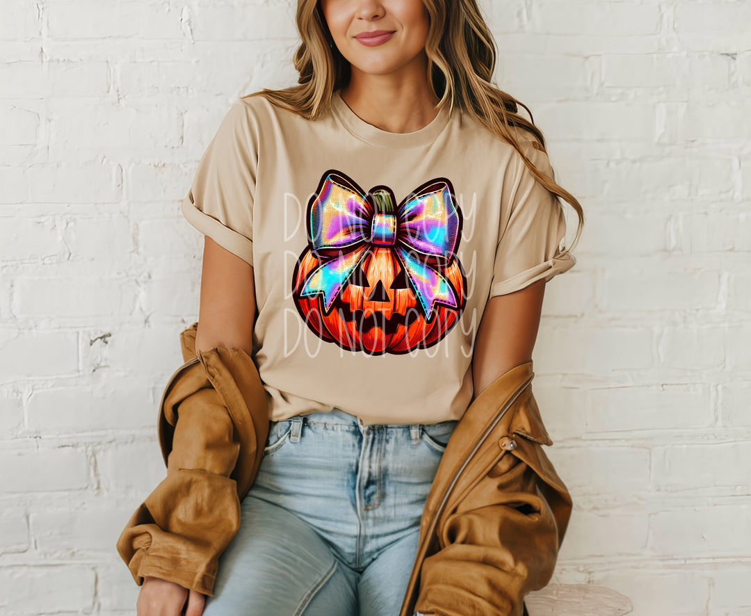 Pumpkin With Bow DTF Print