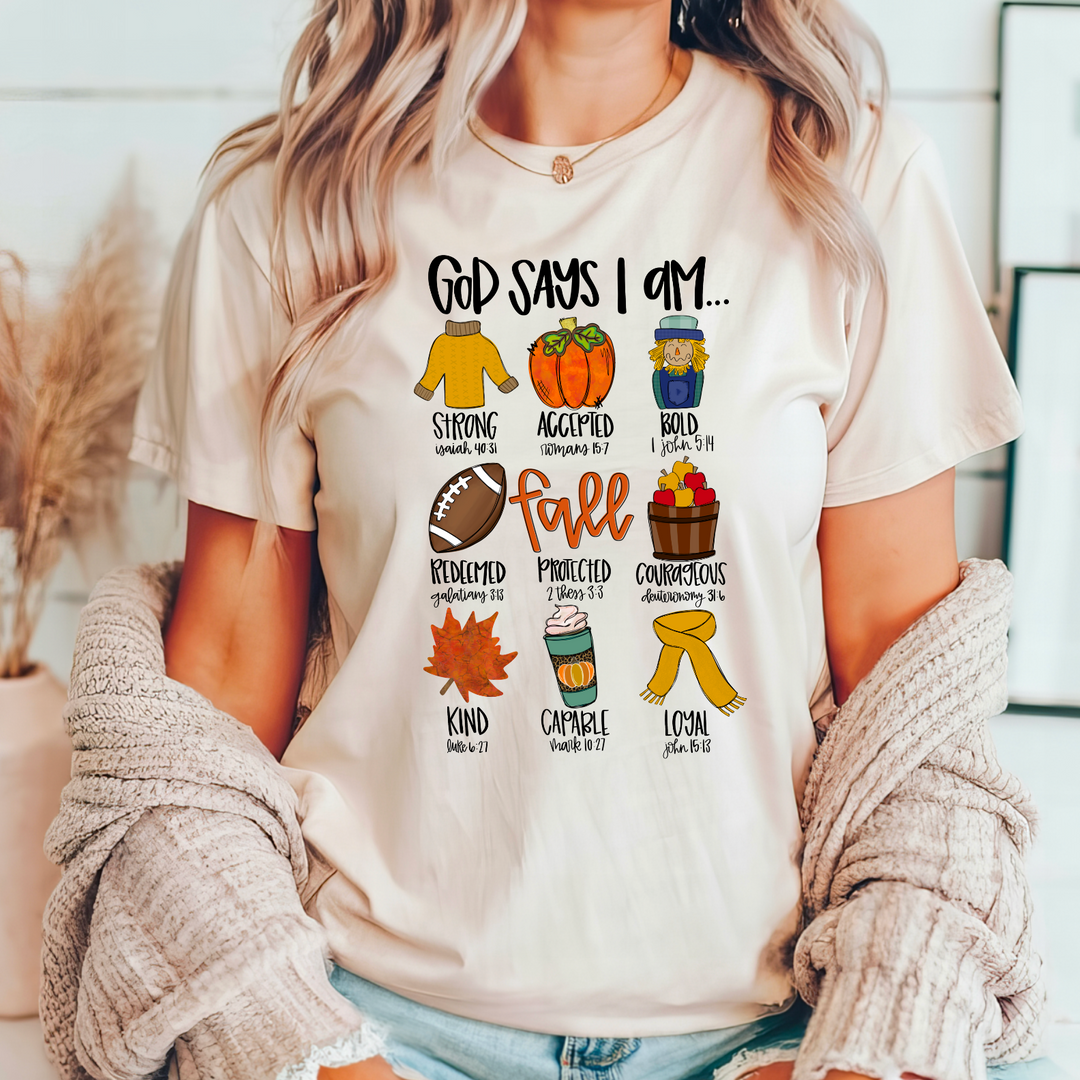 God Says I Am Fall BELLA CANVAS Tee