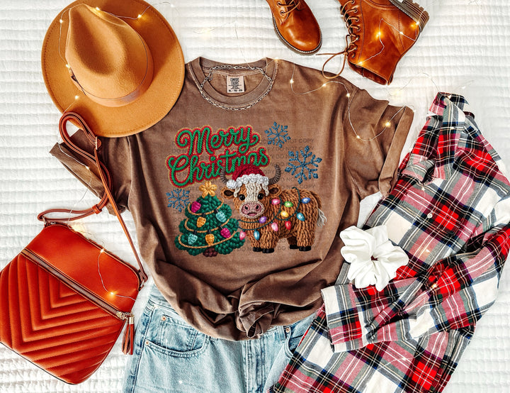 Merry Christmas Highland Cow DTF Print