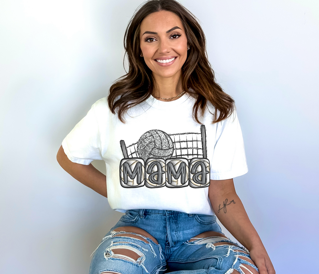 Mama Faux Glitter Volleyball Net DTF Print