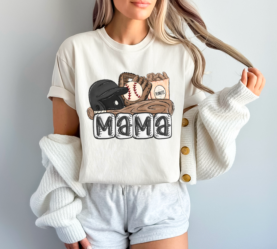 Mama Baseball Gear Black DTF Print