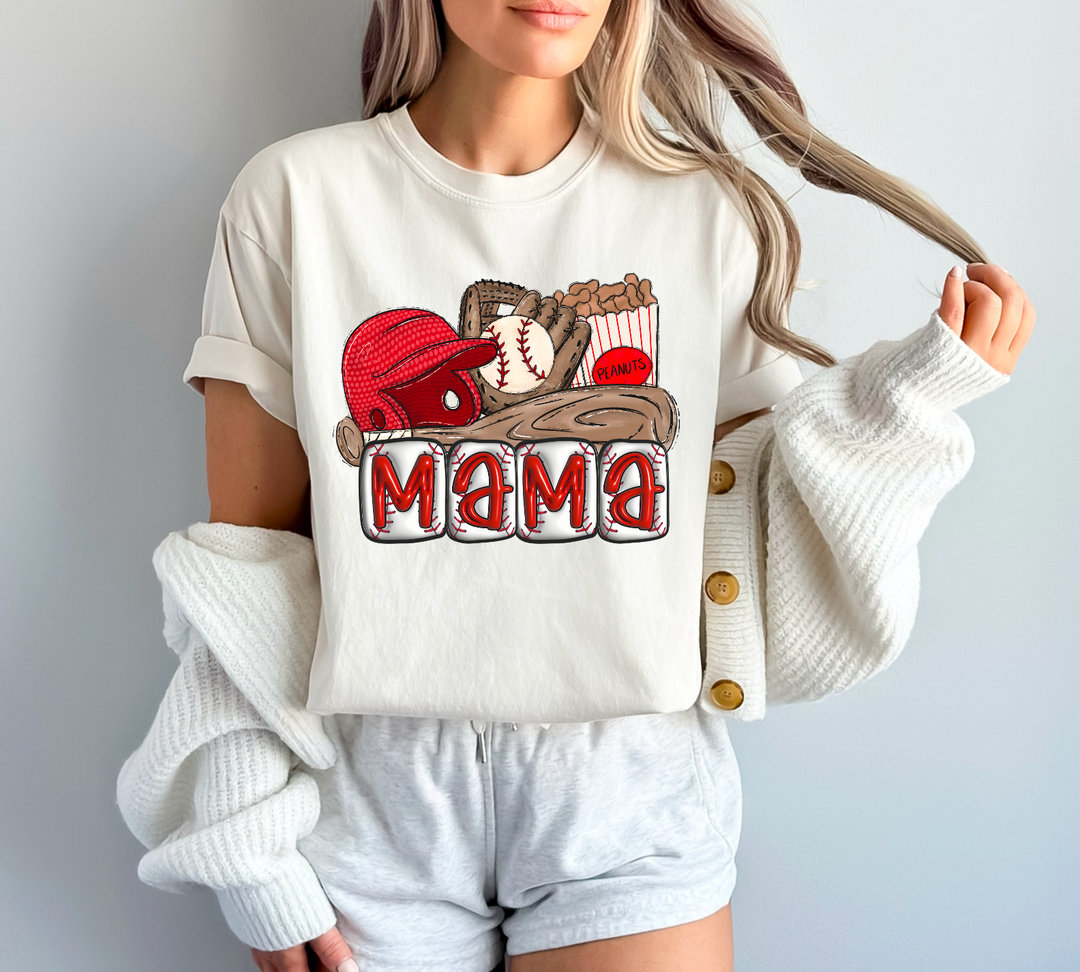 Mama Baseball Gear Red DTF Print