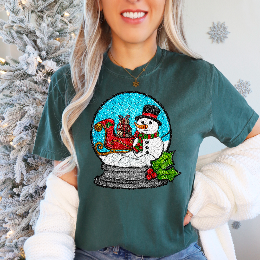 Snowman In Snowglobe DTF Print