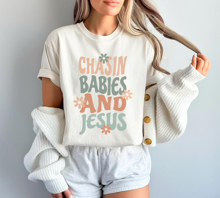 Chasing Babies and Jesus DTF Print