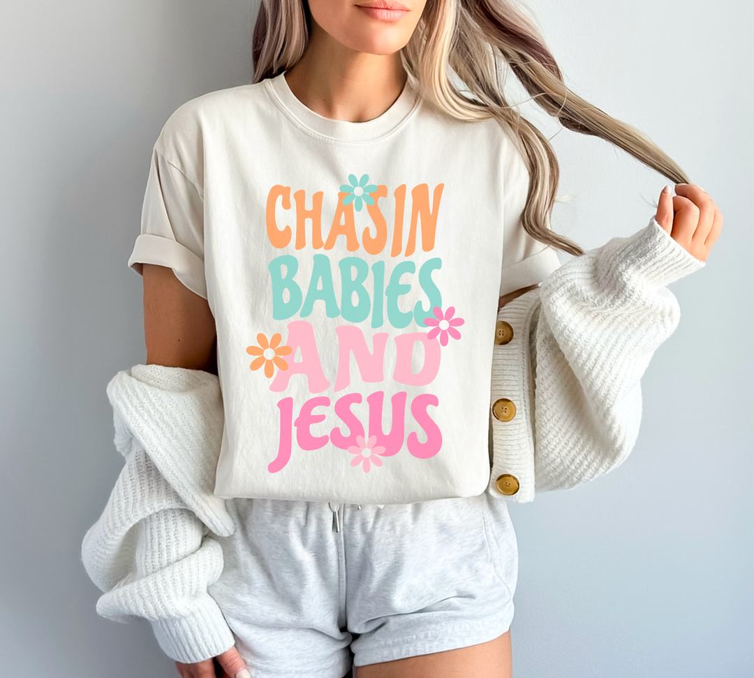 Chasing Babies and Jesus DTF Print