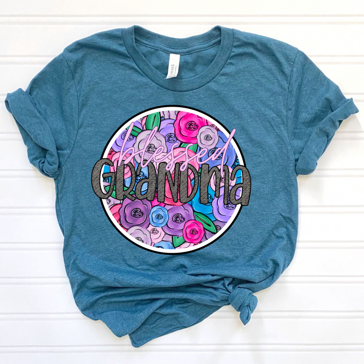 Blessed Floral Dot Circle Titles DTF Print