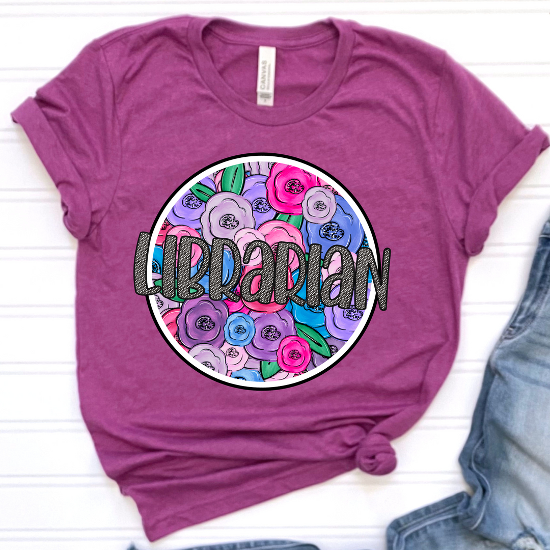 Floral Dot Circle Librarian DTF Print