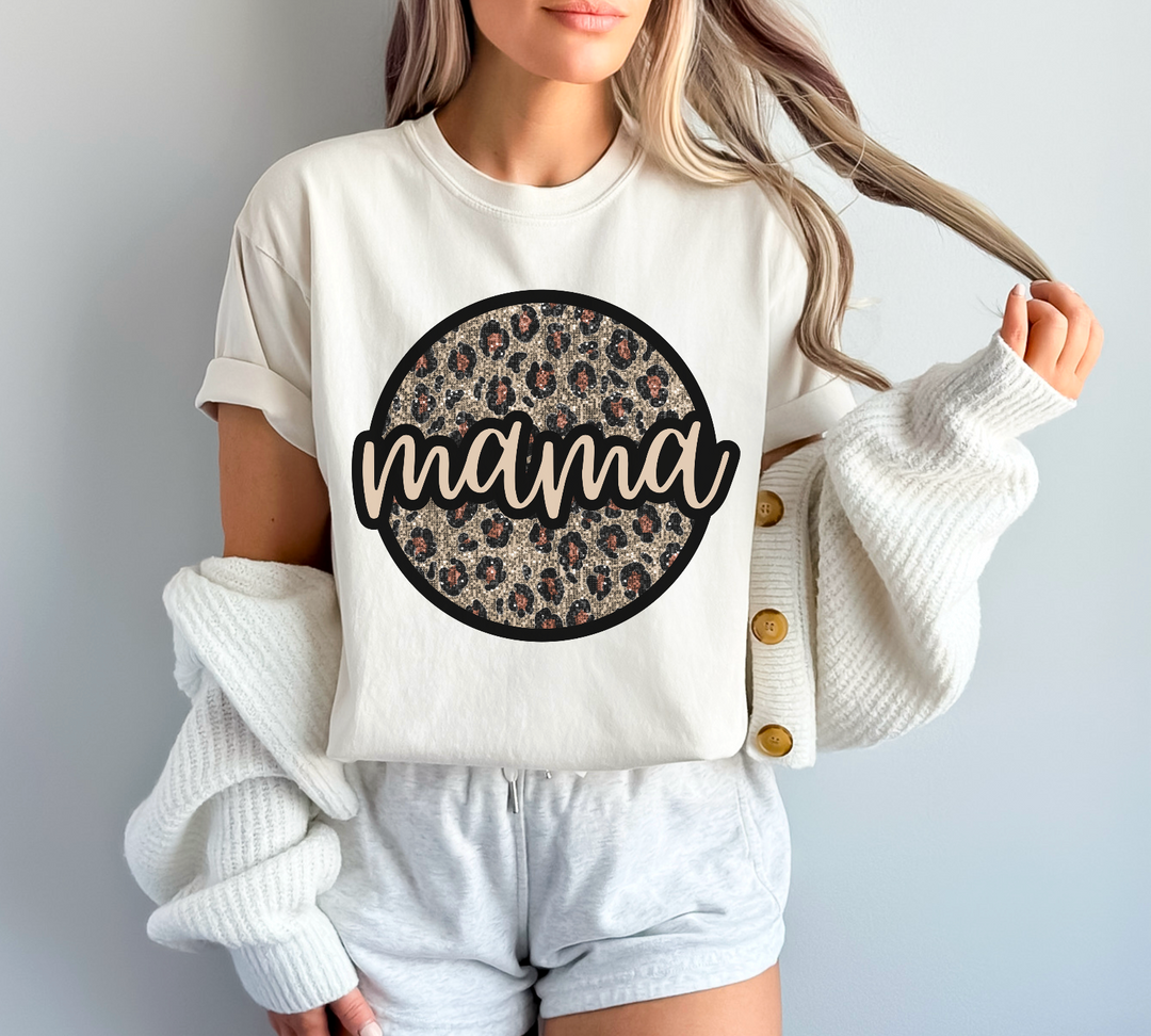 Mama Leopard Circle DTF Print