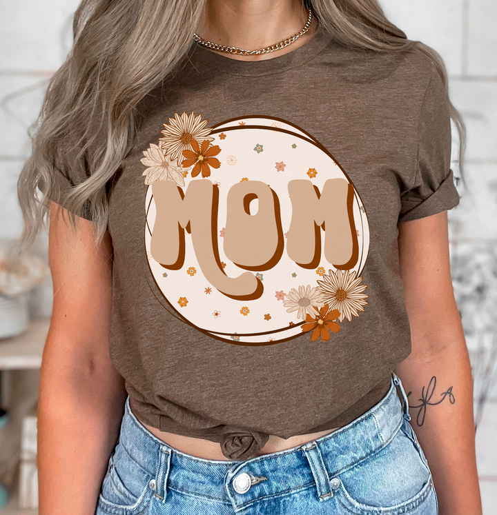 Tan Floral Circle Titles DTF Print