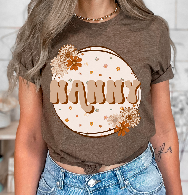 Tan Floral Circle Titles DTF Print