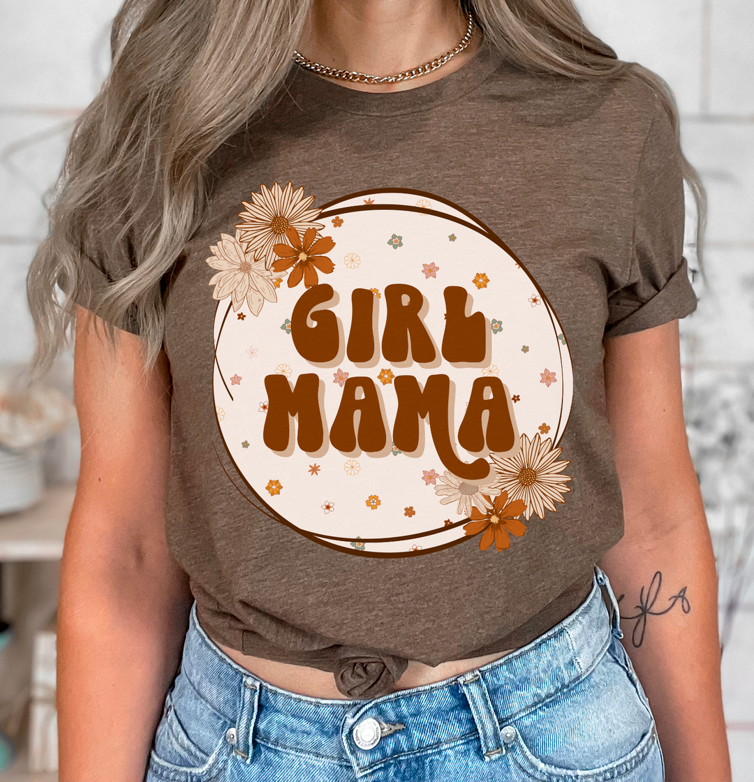 Girl Mama Tan Floral Circle DTF Print