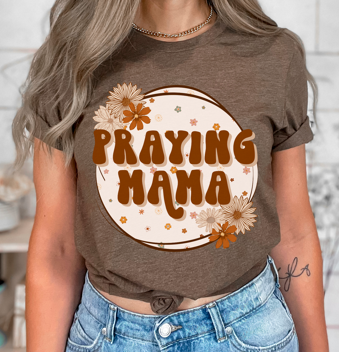 Praying Mama Tan Floral Circle DTF Print