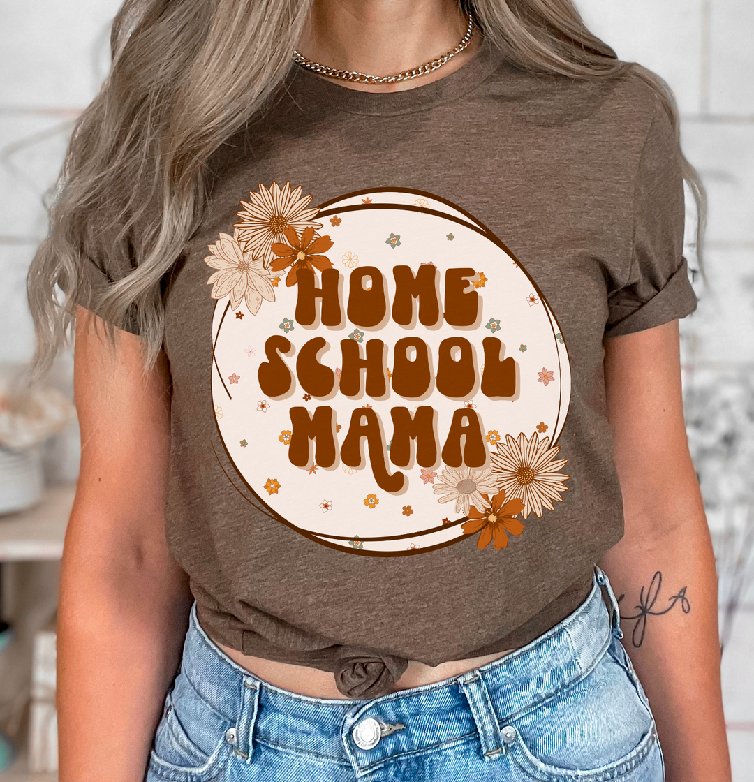 Home School Mama Tan Floral Circle DTF Print