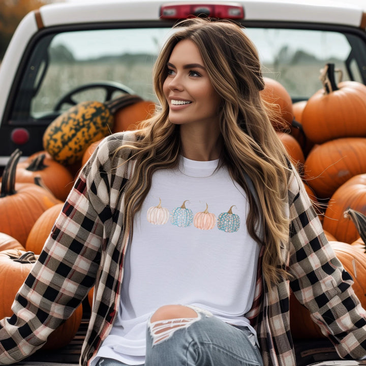 Floral Pastel Pumpkins DTF Print