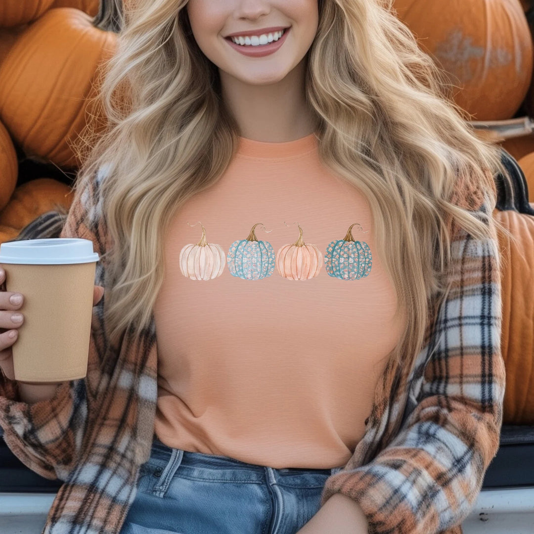 Floral Pastel Pumpkins DTF Print