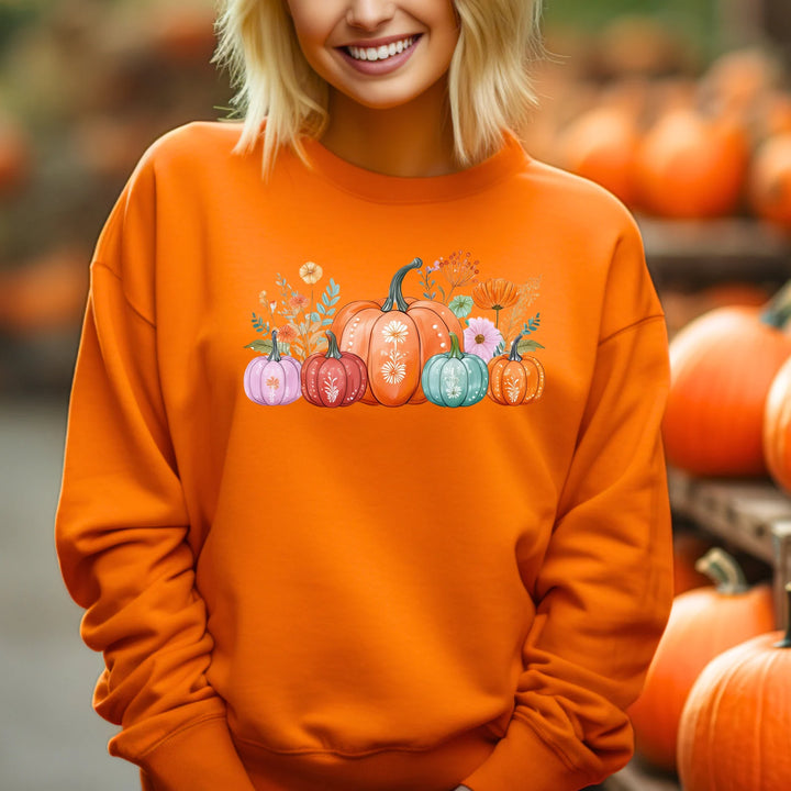 Pastel Pumpkins & Flowers DTF Print